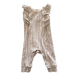 Pehr "Stripes Away" Organic Cotton Sleeveless Ruffle Romper 0-3m